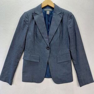 Banana Republic Womens Blazer Size 4 Blue 2 Button Cotton Business Suit Coat